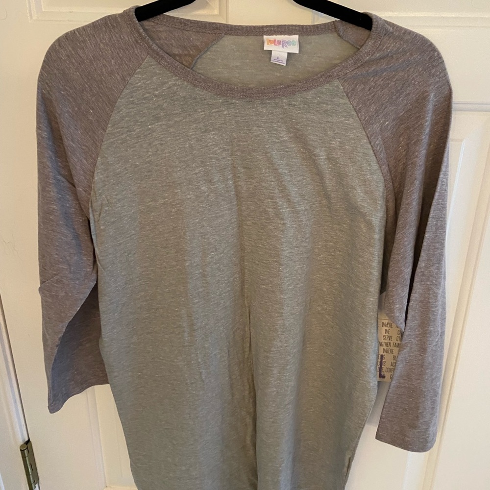 Grey LulaRoe baseball style tee shirt NWT